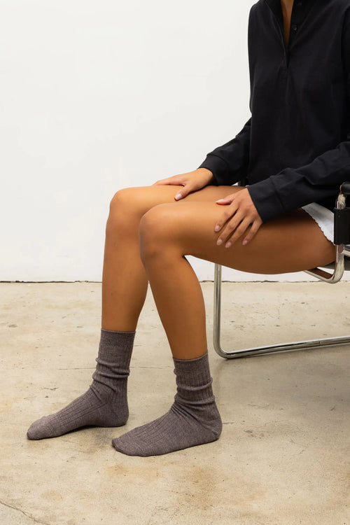 James Rib Socks - Chocolate Melange - Image 2