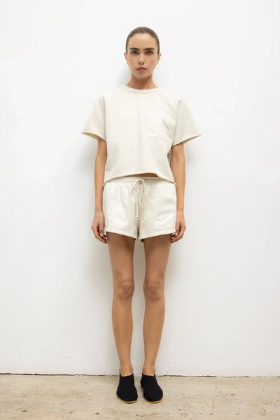 Jamie Mini Carpenter Short in Chalk in Cotton – LESET