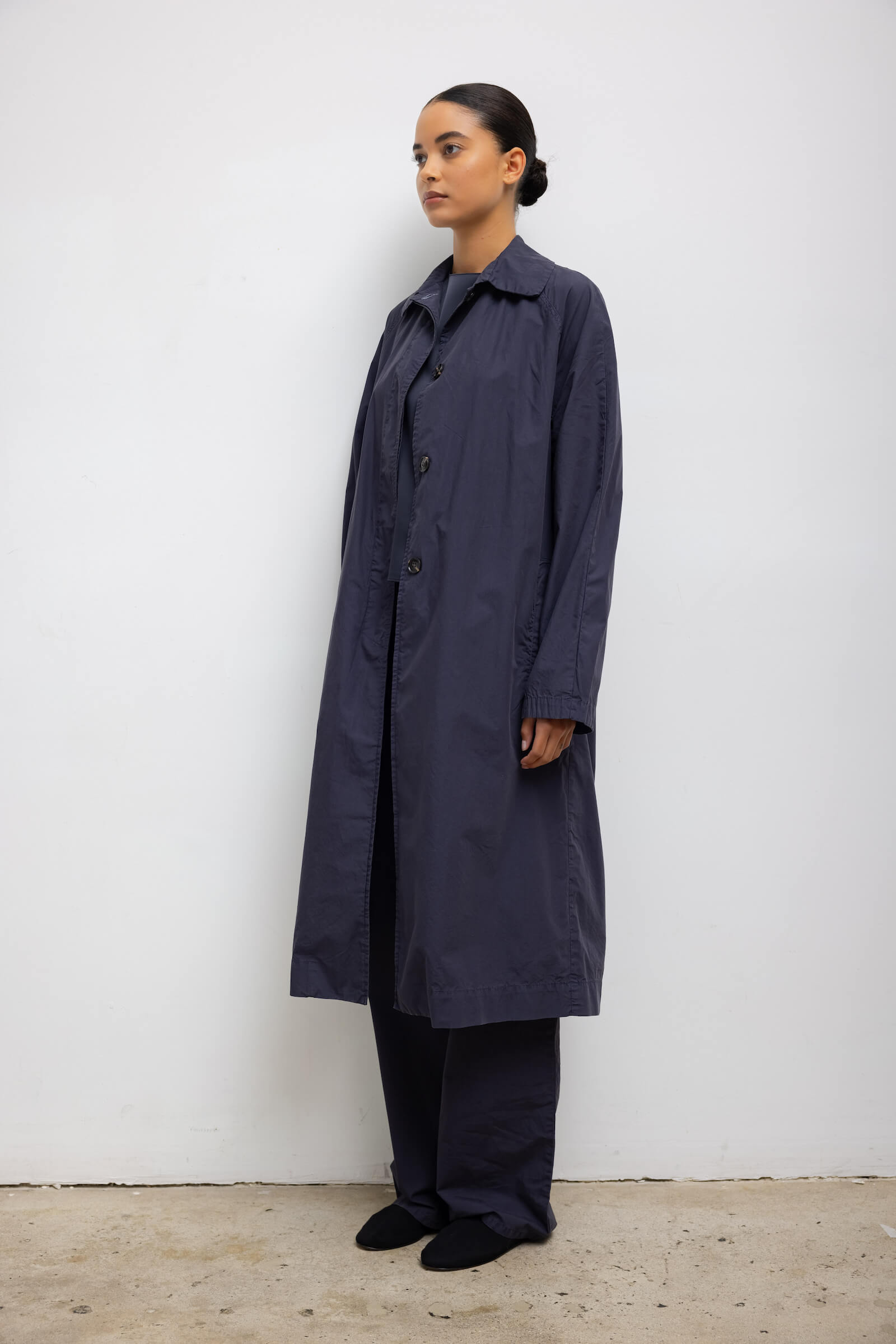 LESET Kyoto Car Coat in Nuit in Cotton