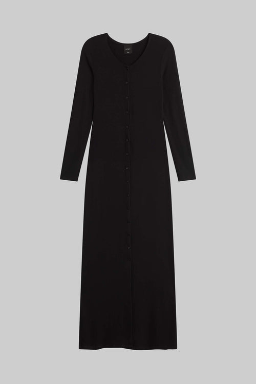 LESET Lauren Long Sleeve Cardigan Dress in Black in Jersey