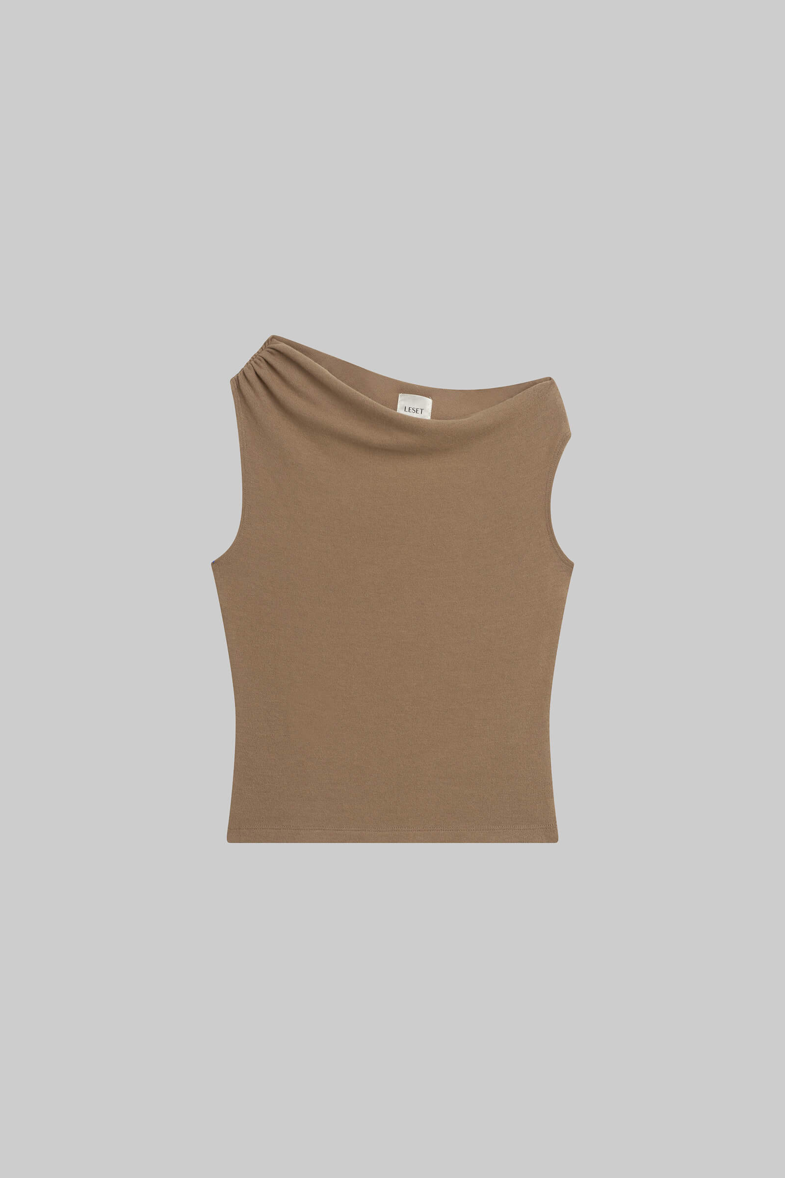 Lauren Ruched Asymmetrical Shoulder Top-2