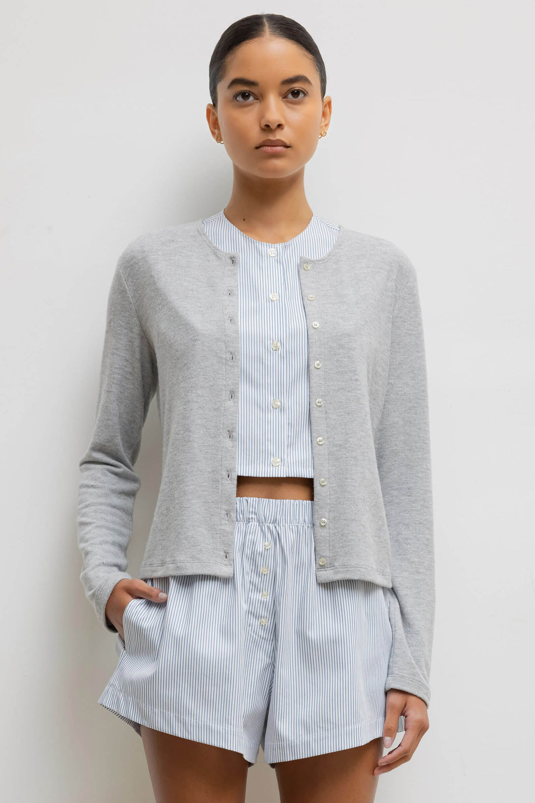 louren/front button lace cardigan 甲高 