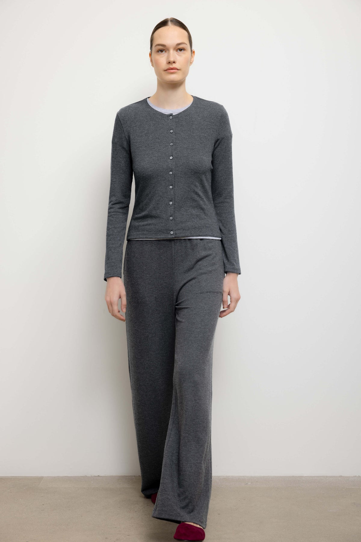 Lauren Classic Cardigan - Charcoal - Image 3