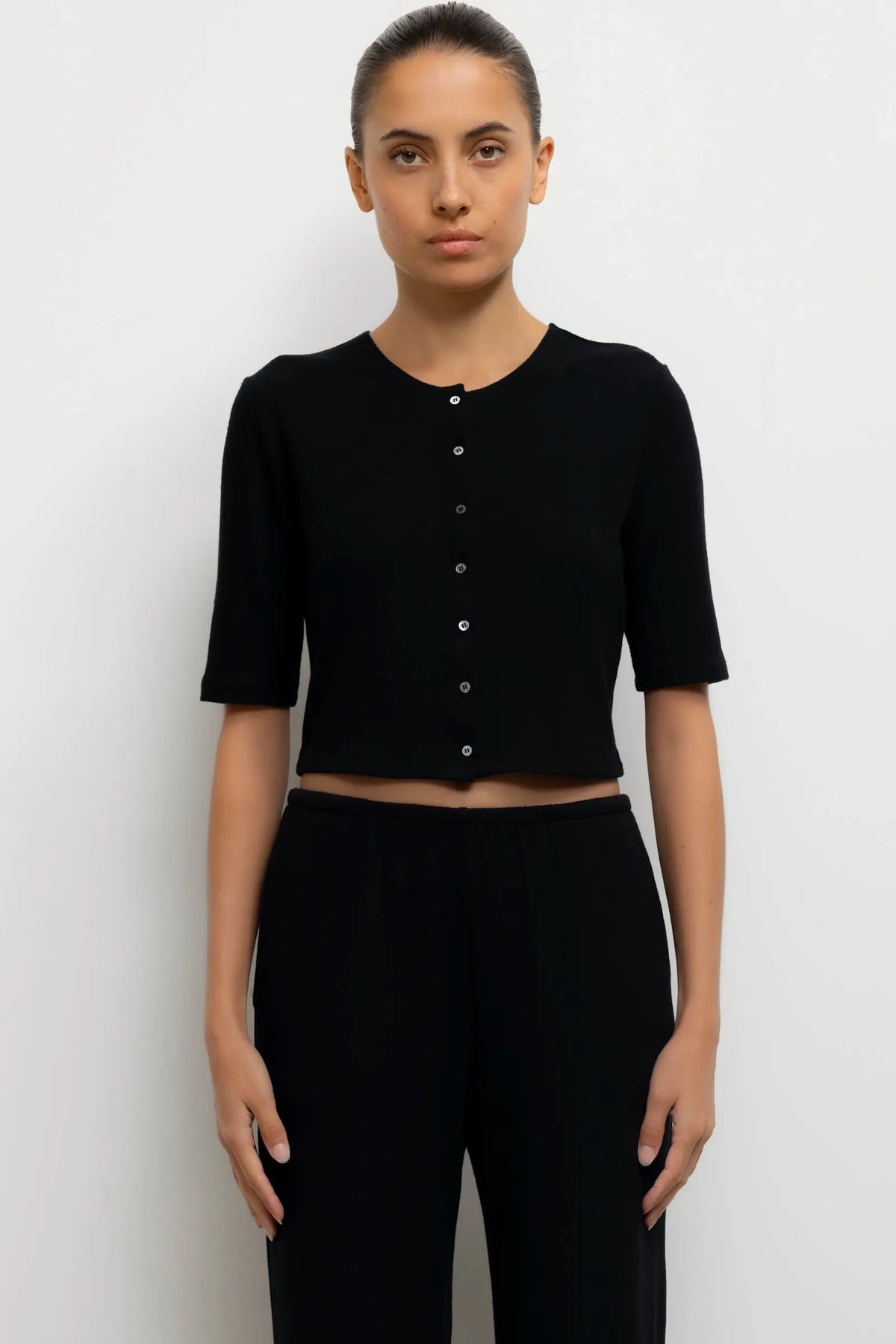 Lauren Mid Sleeve Cardigan - Black - Image 1