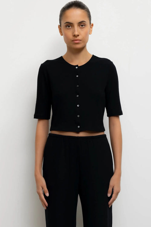 Lauren Mid Sleeve Cardigan - Black - Image 1