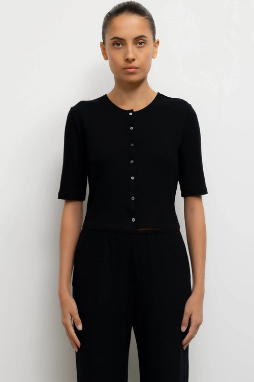 Lauren Mid Sleeve Cardigan - Black - Image 1