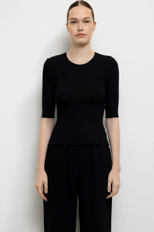 Lauren Mid Sleeve Tee - Black - Image 1