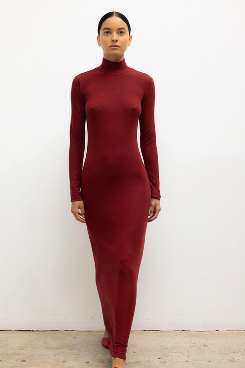 Leset Lauren Turtleneck Maxi Dress | Red | Size L