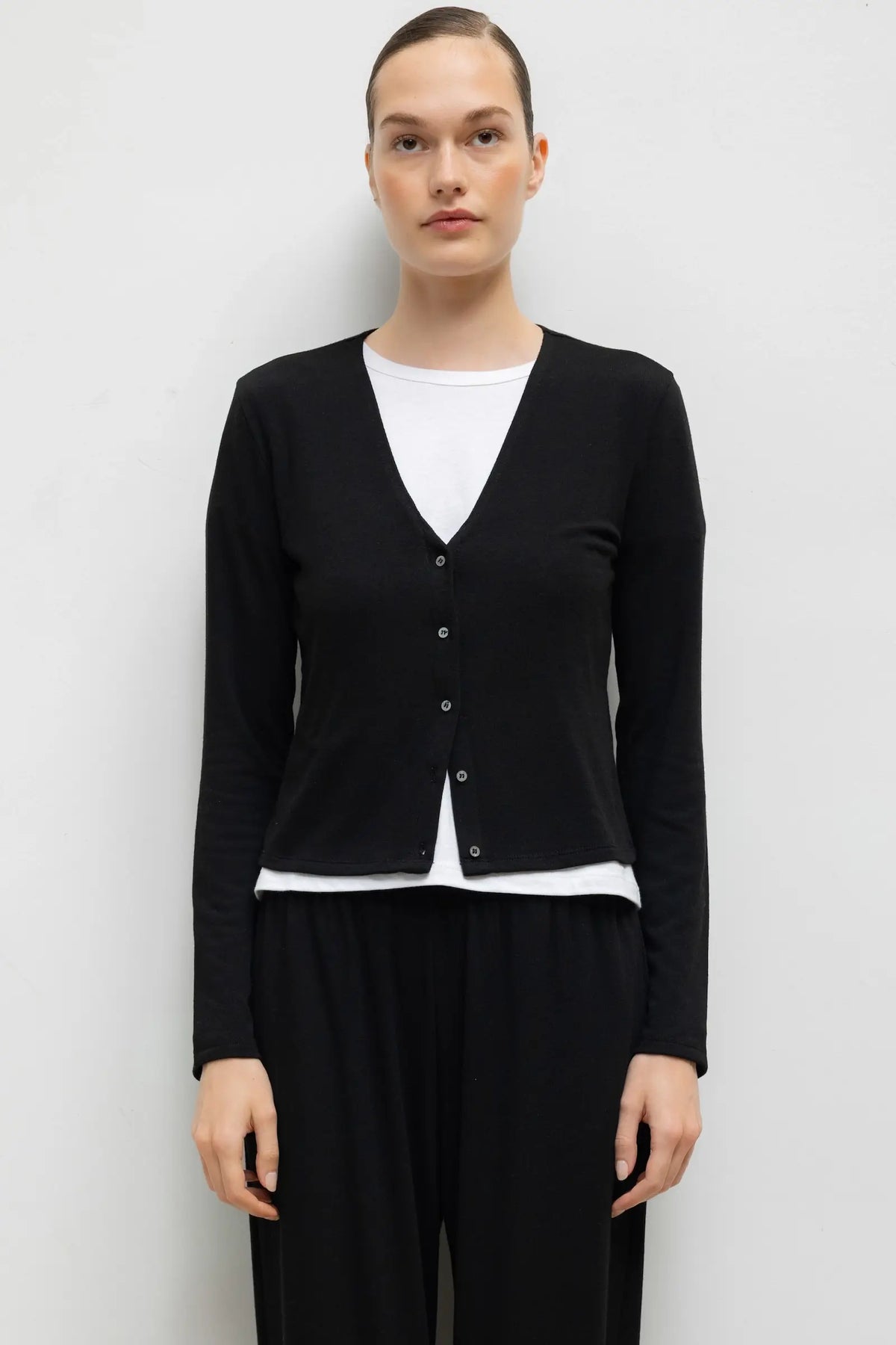 Lauren V Neck Cardigan - Black - Image 1