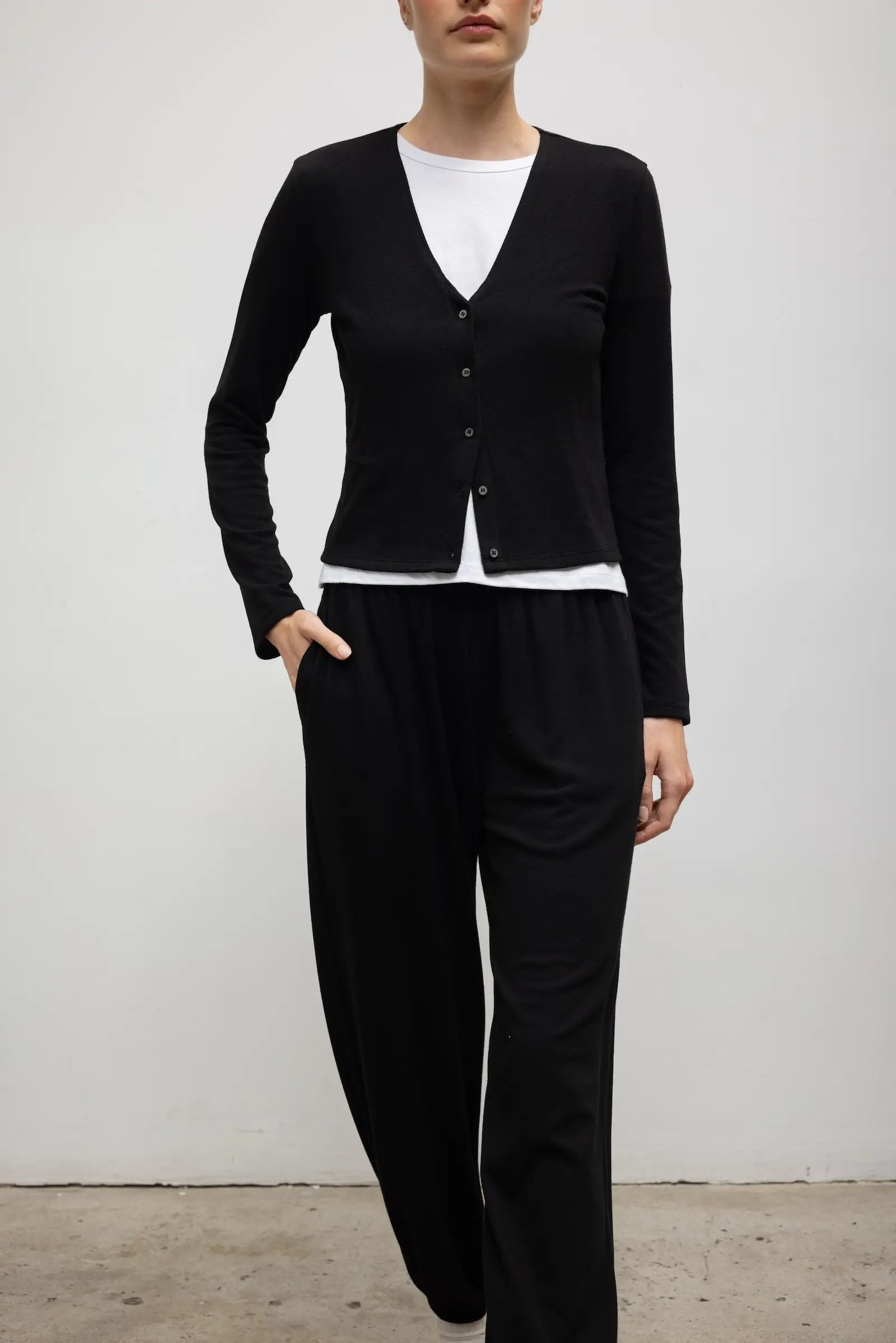 Lauren V Neck Cardigan - Black - Image 5
