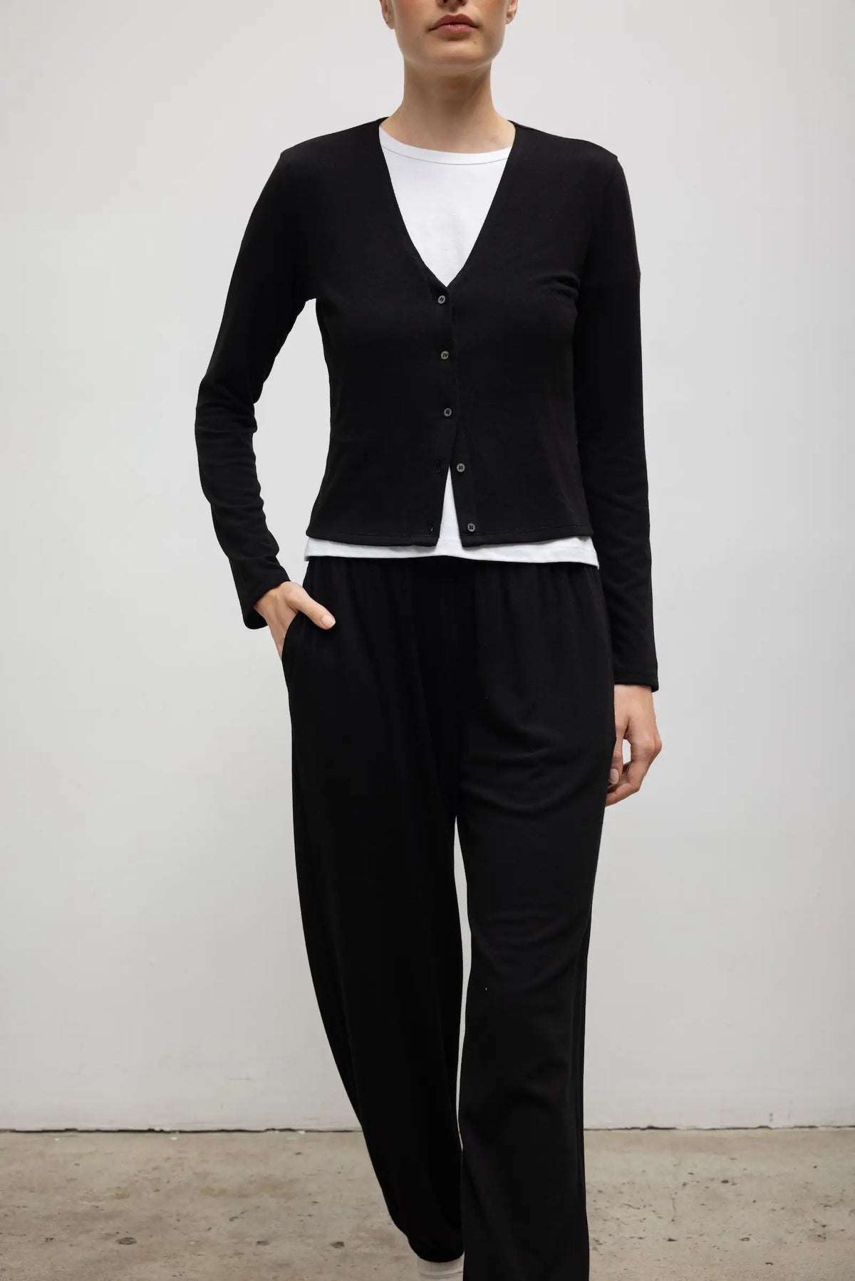 Lauren V Neck Cardigan - Black - Image 5