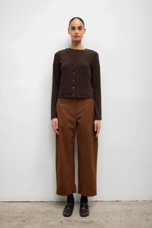 Lauren V Neck Cardigan - Chocolate - Image 3