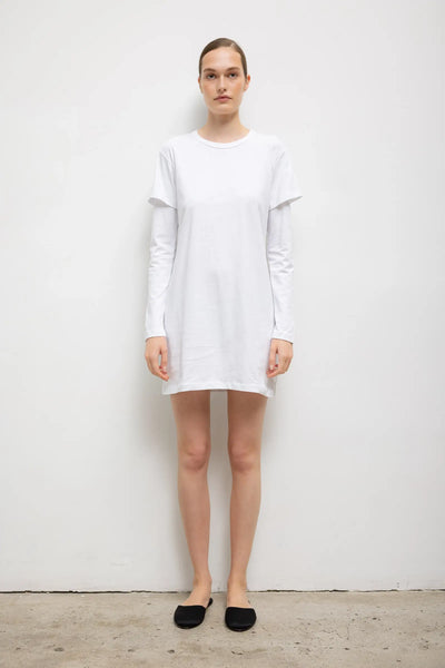 white t shirt dress long sleeve Hexagon Organic Cotton T-Shirt Dress White