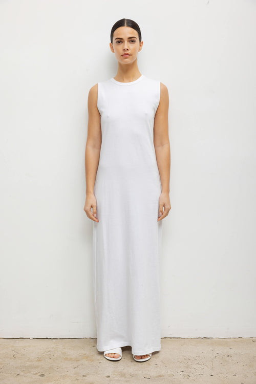 LESET Margo Sleeveless Maxi Dress in White in Cotton LESET Margo Sleeveless Maxi Dress in White in Cotton