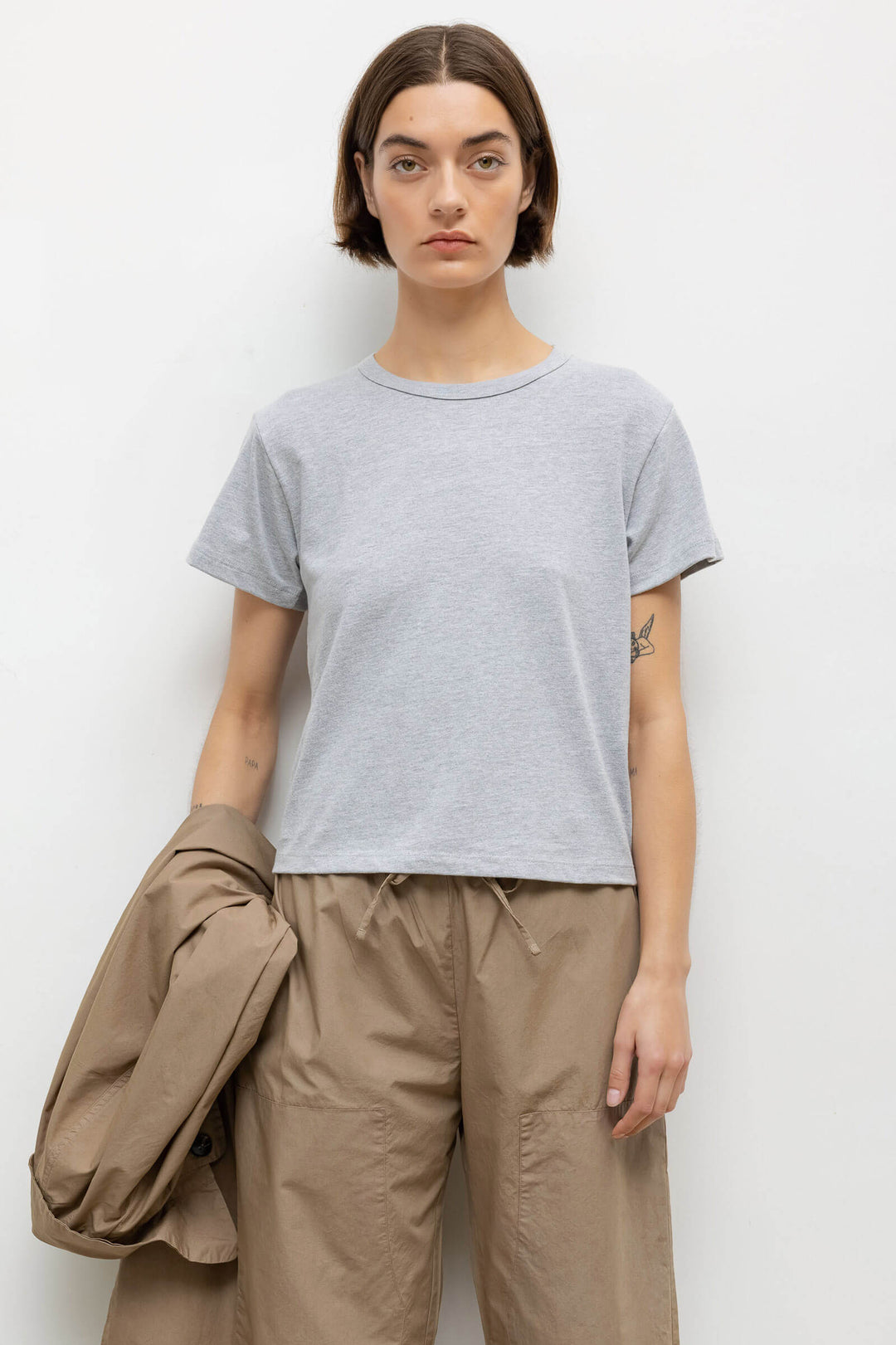 LESET The Margo 2 Pack in Heather Grey and White in Cotton