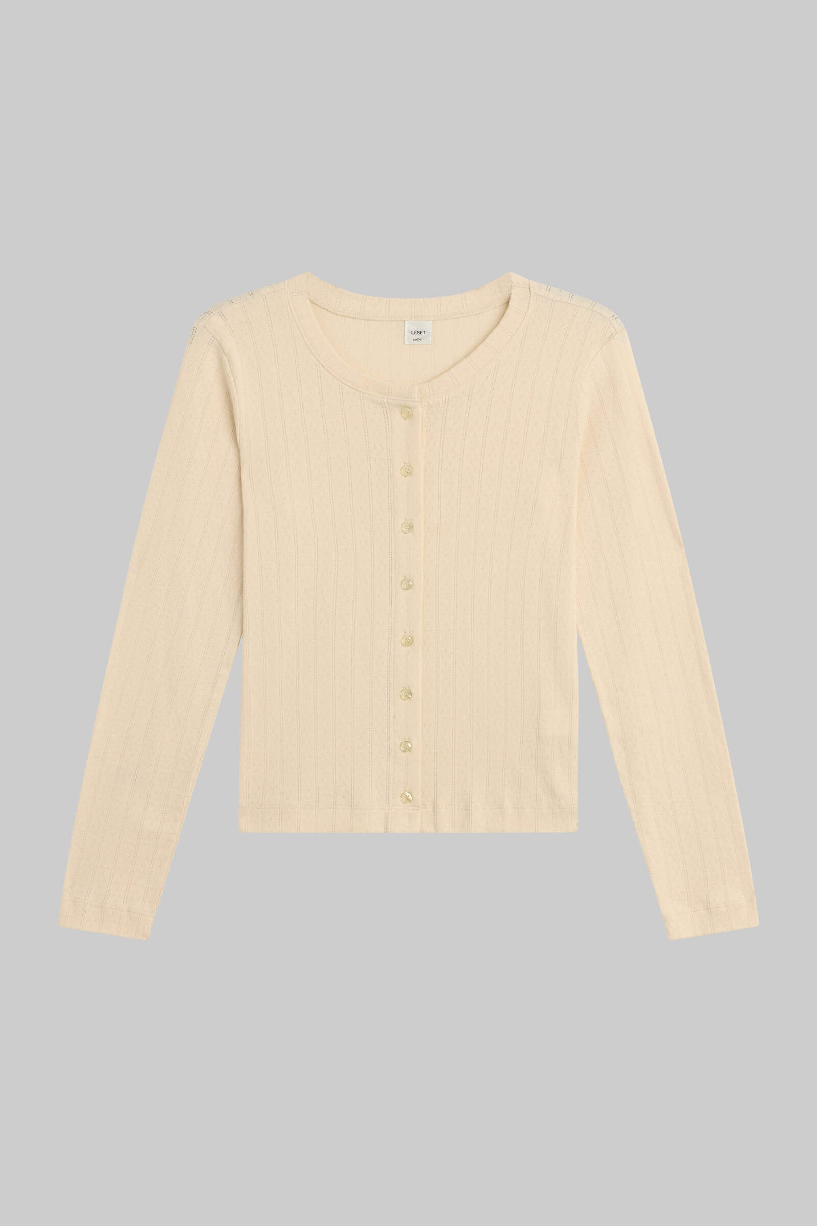 Pointelle Classic Crew Cardigan-2