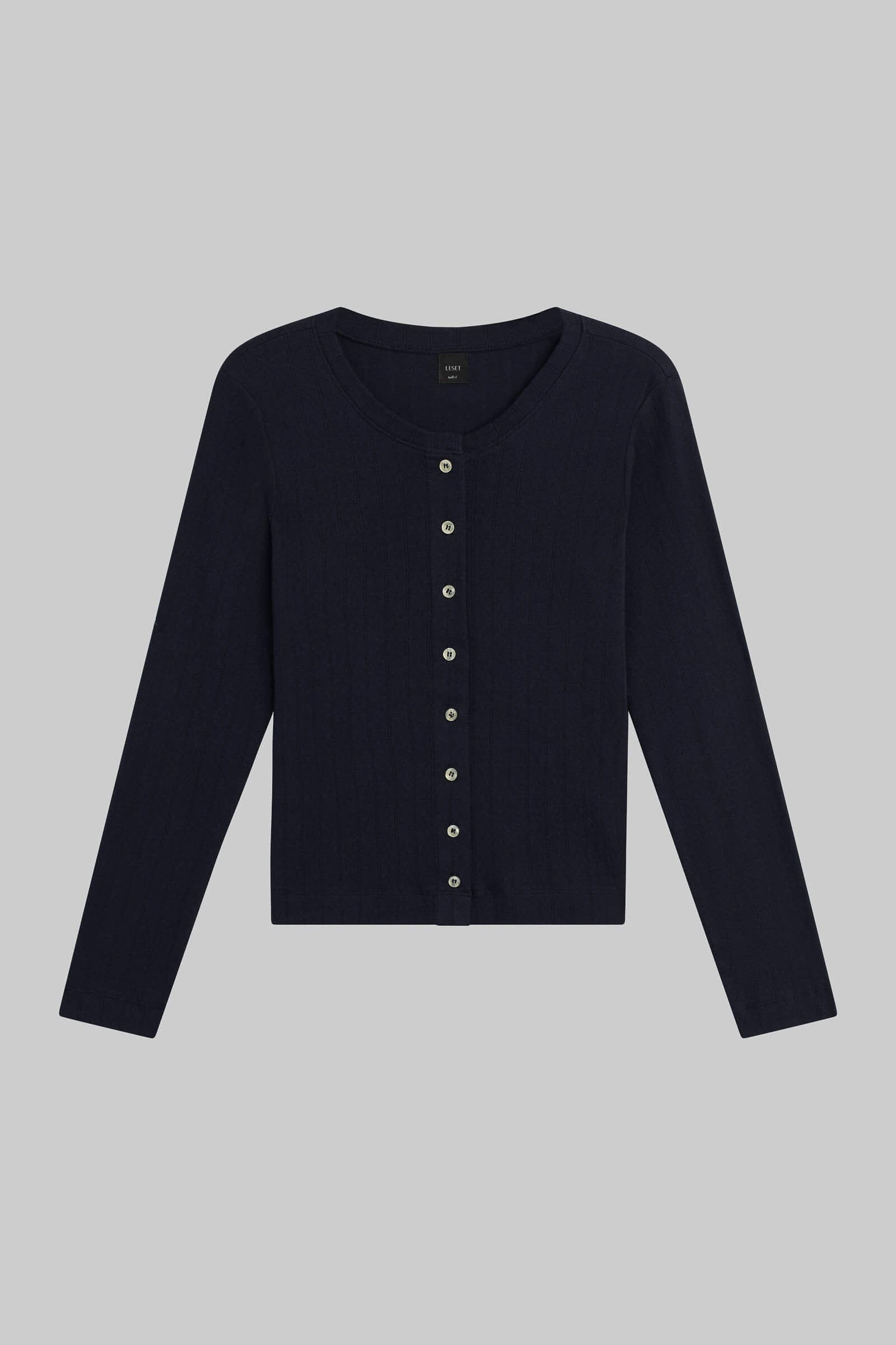 Pointelle Classic Crew Cardigan-2