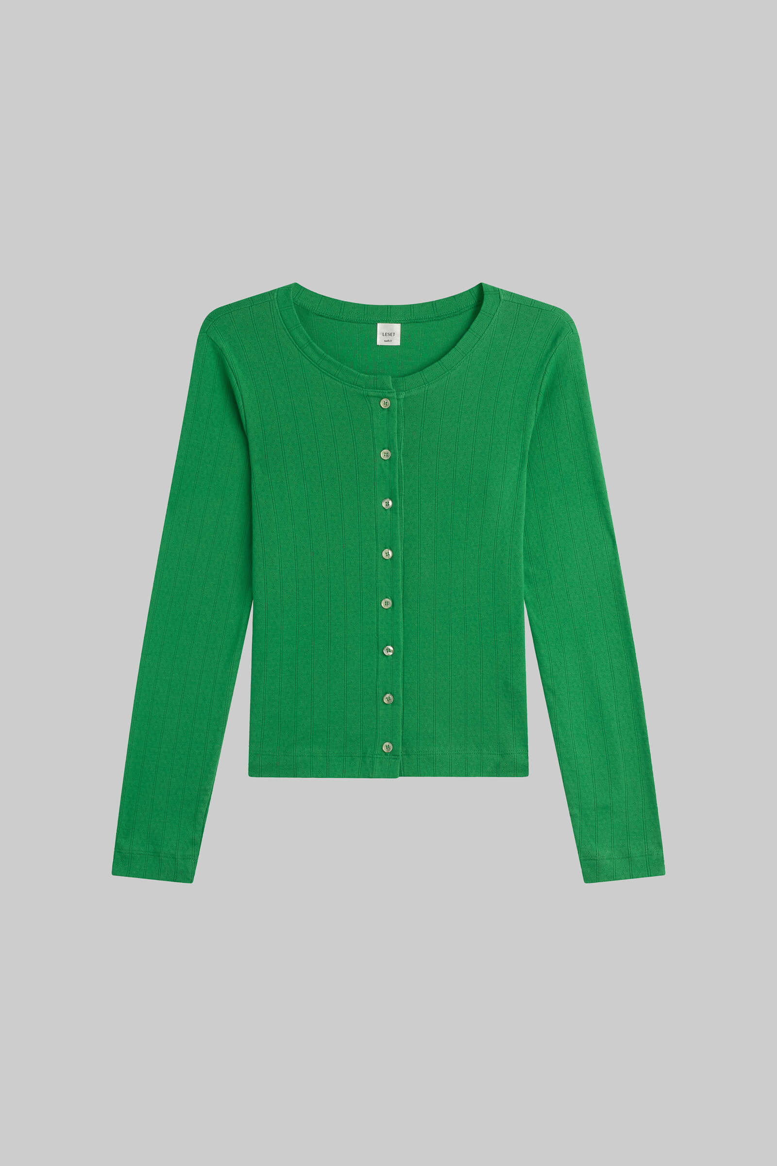 Pointelle Classic Crew Cardigan-2