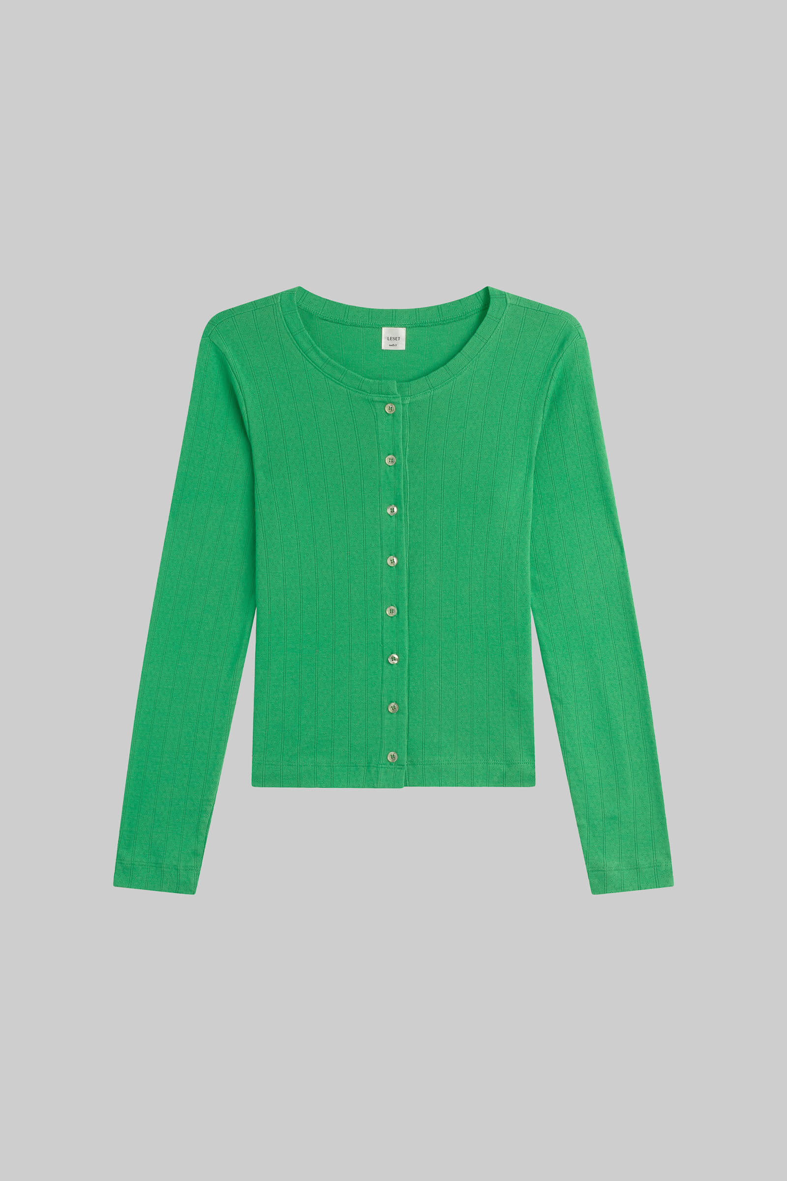 Pointelle Classic Crew Cardigan-2