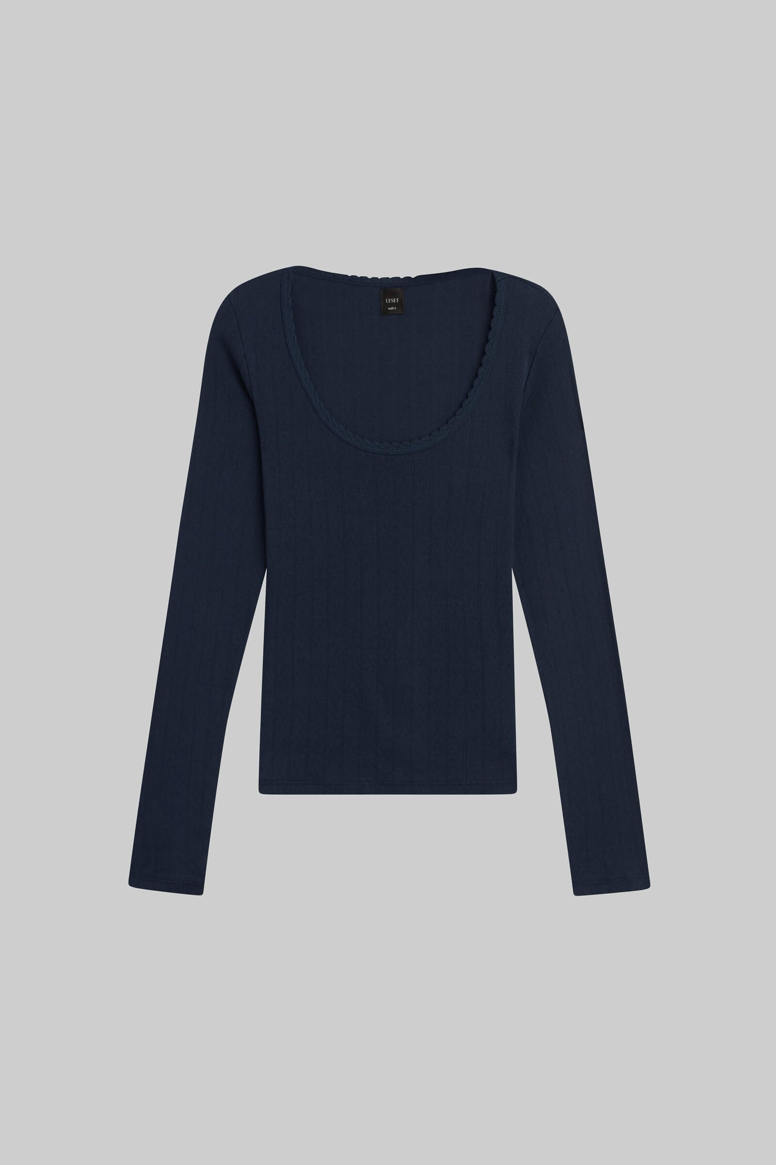 Pointelle Long Sleeve Scoop Neck-2