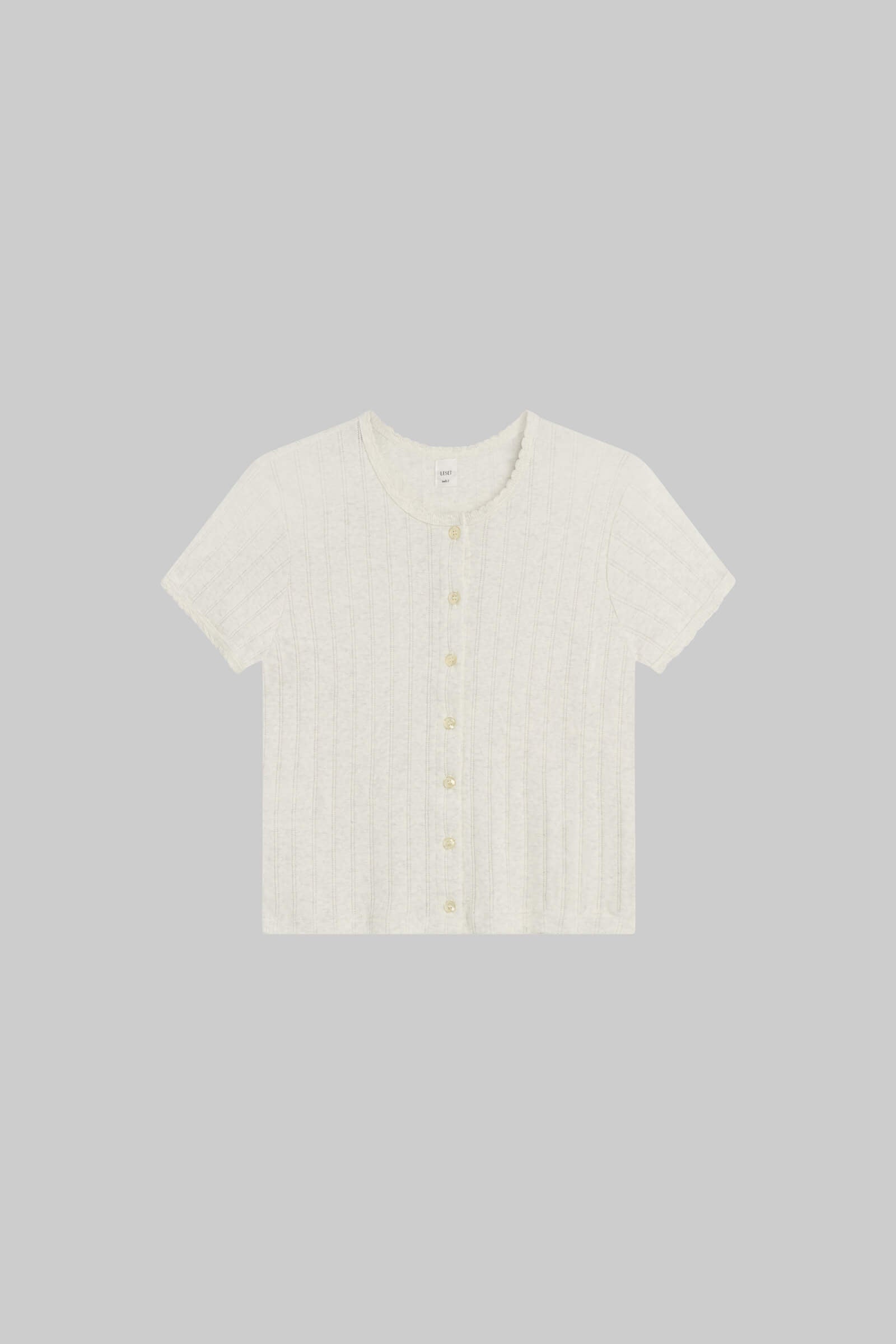 Pointelle Short Sleeve Cardigan-2