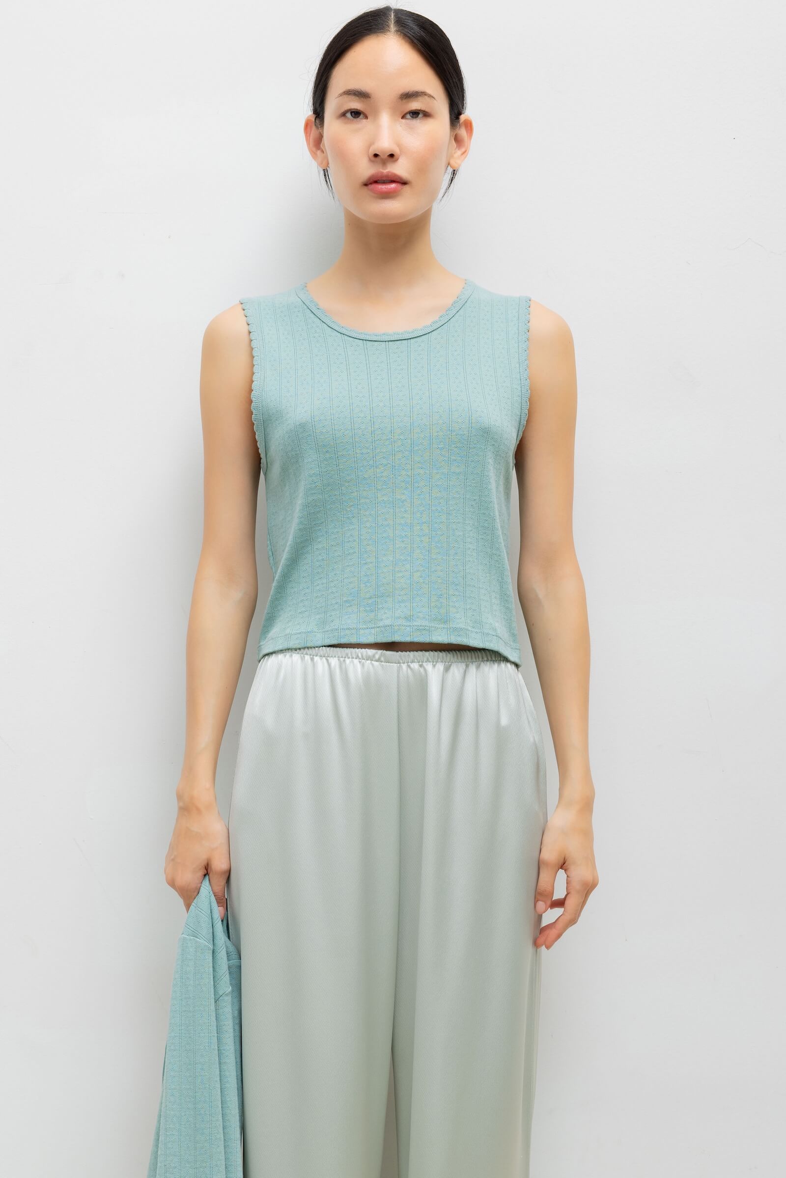 Pointelle Sleeveless Crew