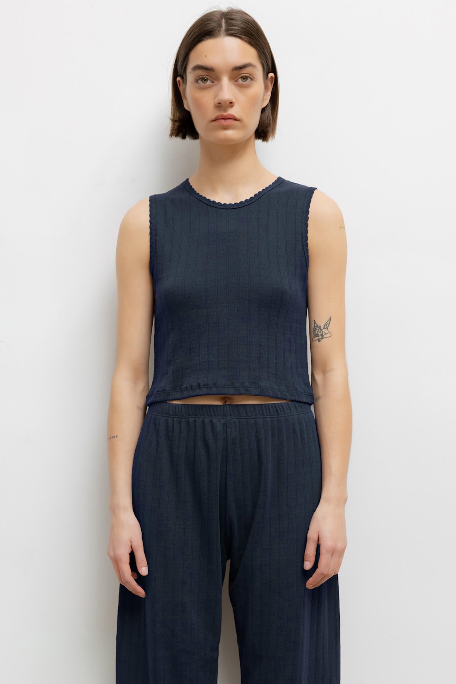 Pointelle Sleeveless Crew