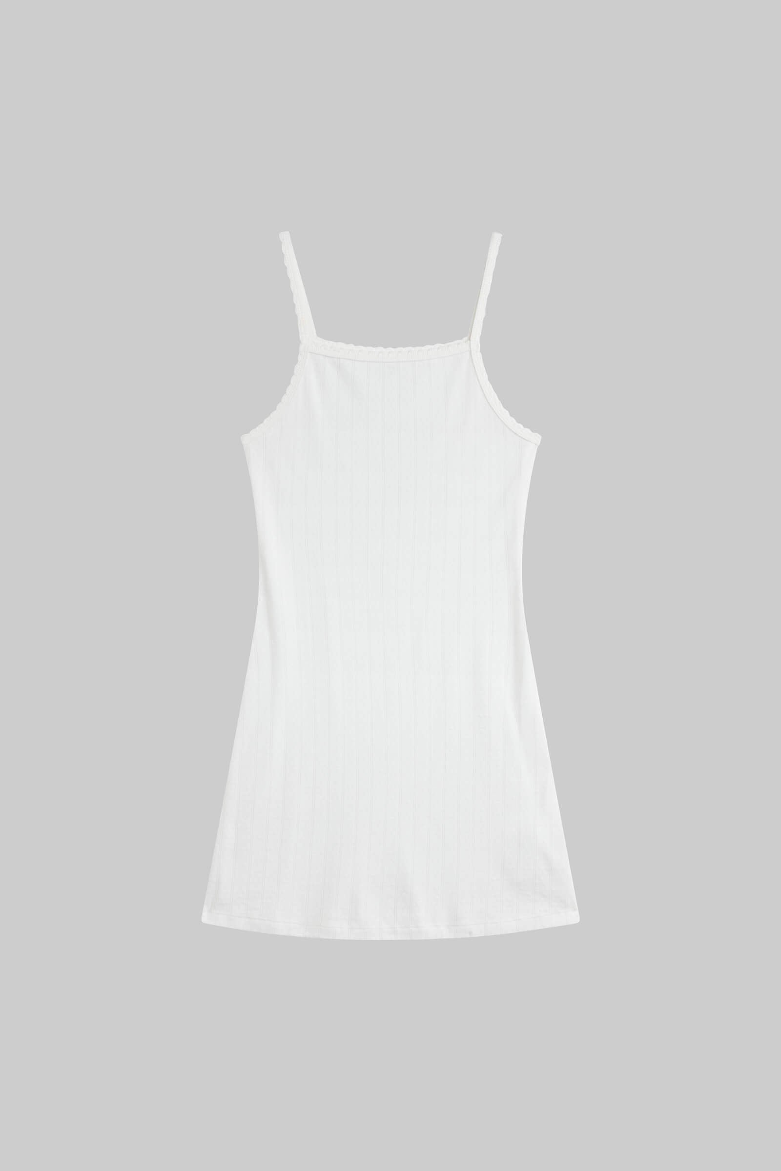 Pointelle Square Neck Mini Dress-2