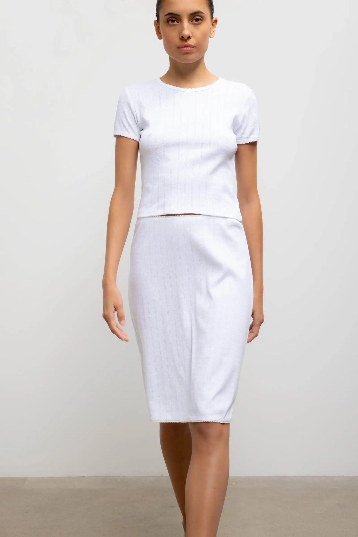 Pointelle Baby Tee - White - Image 5