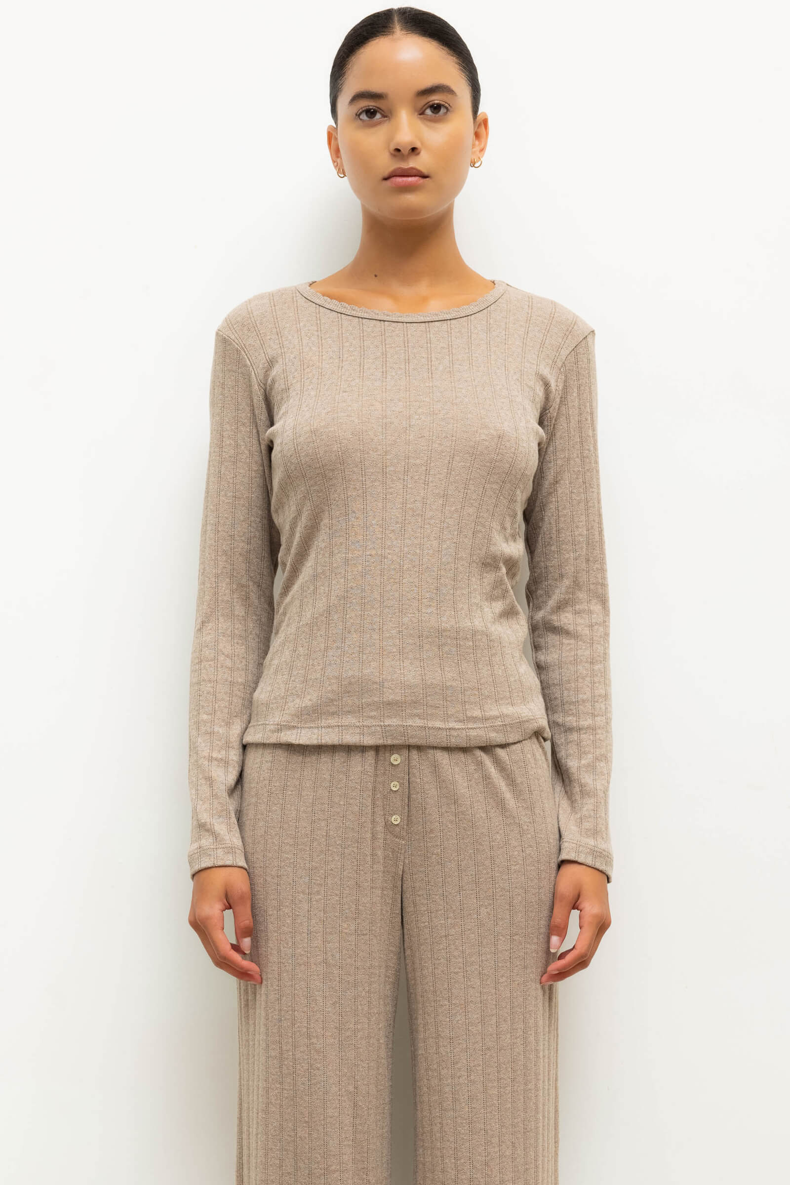 Pointelle Slim Fit Long Sleeve