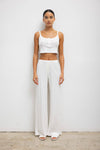 Pointelle Crop Button Scoop Neck Tank