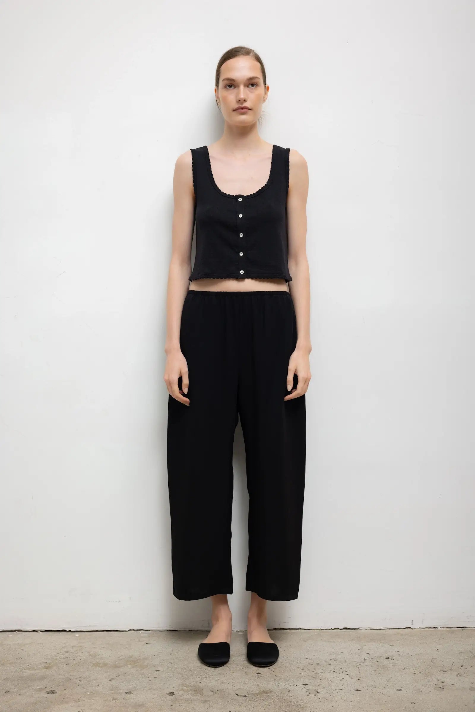 Pointelle Button Down Tank