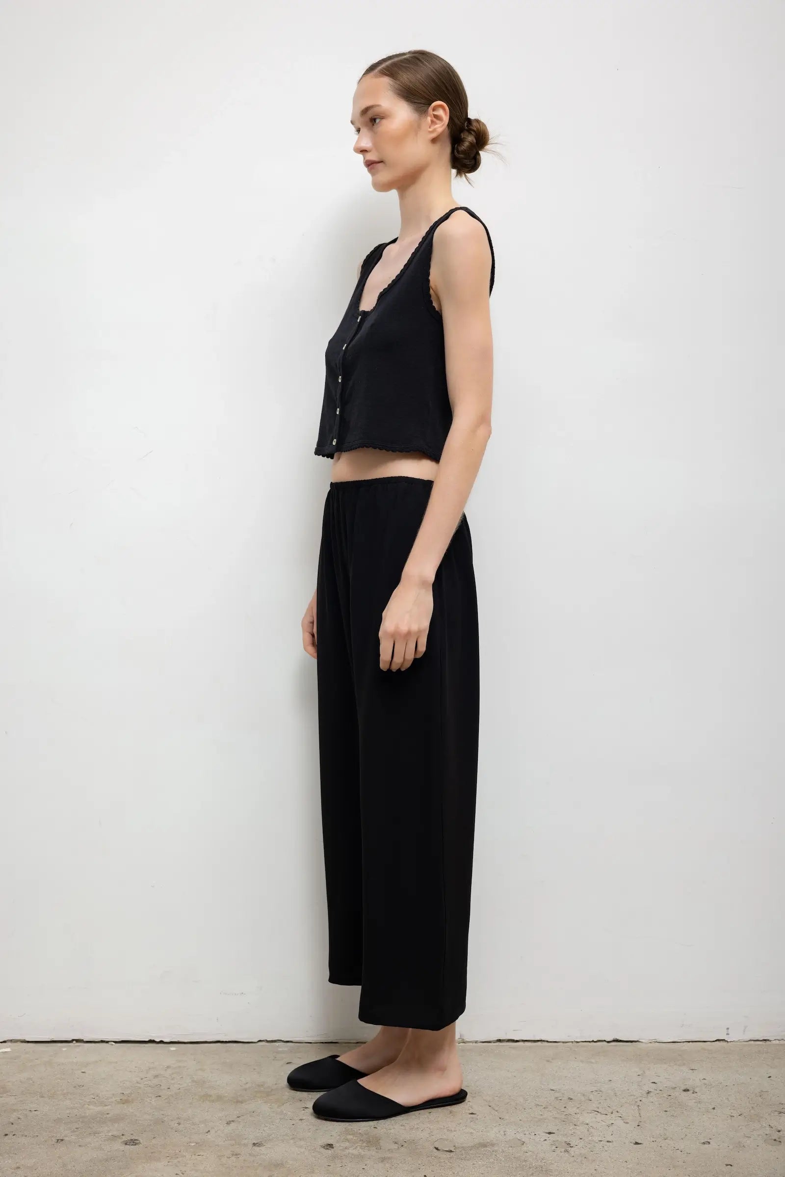 Pointelle Button Down Tank