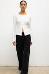 Pointelle Classic Crew Cardigan