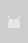 Pointelle Crop Button Scoop Neck Tank