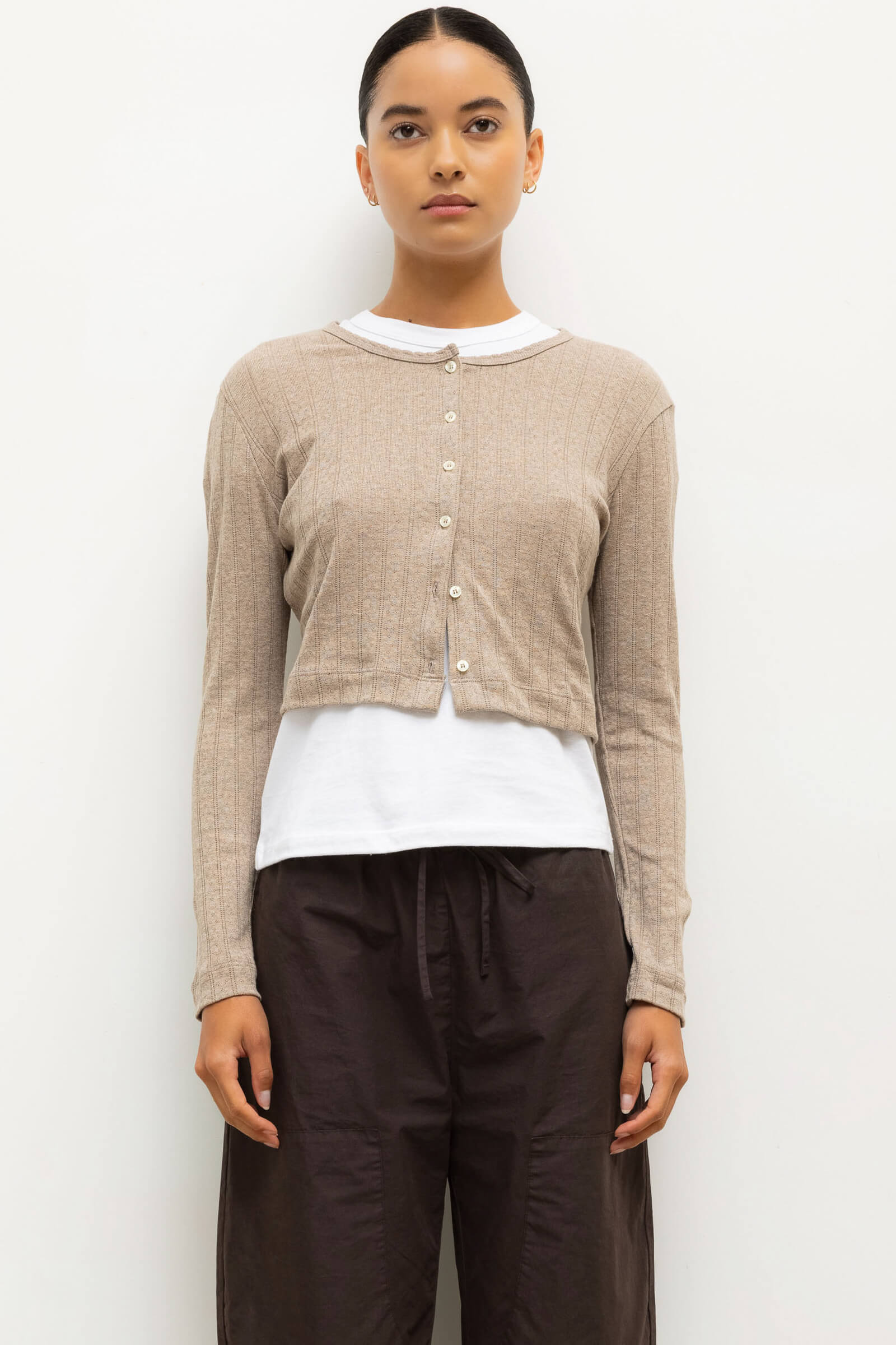 Pointelle Crop Cardigan