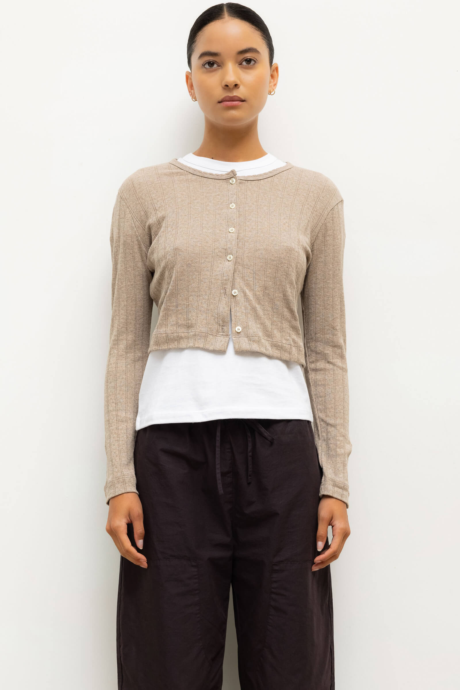 Pointelle Crop Cardigan