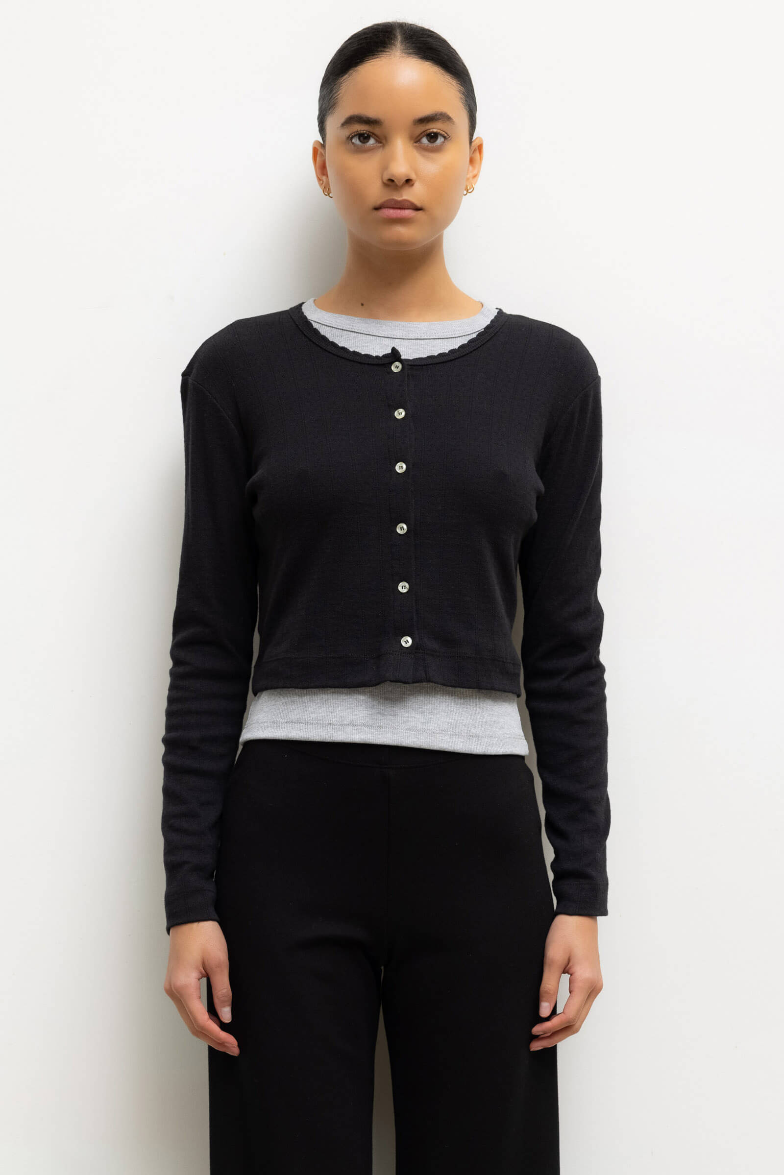 Pointelle Crop Cardigan