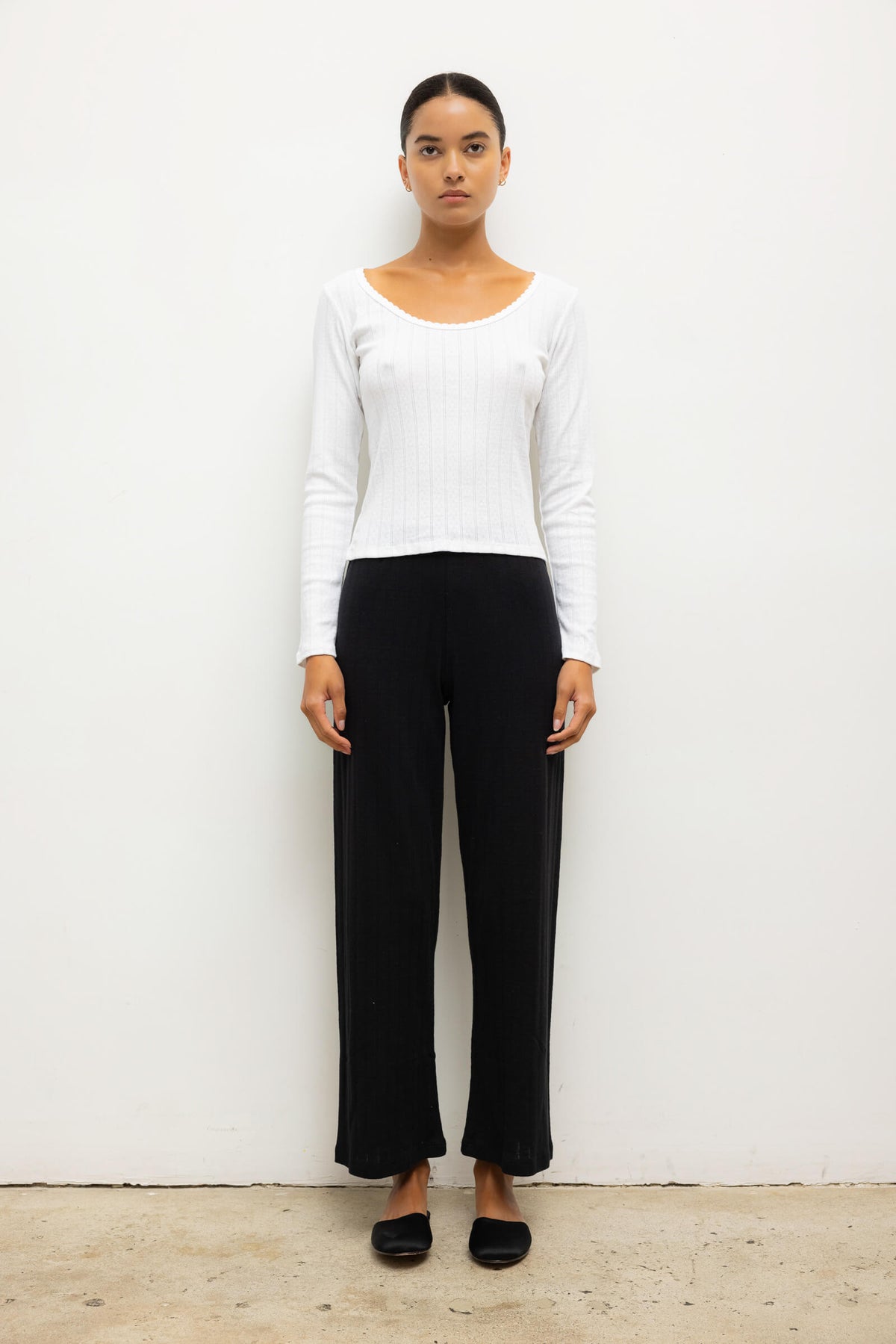 Pointelle Crop Wide Leg Pant