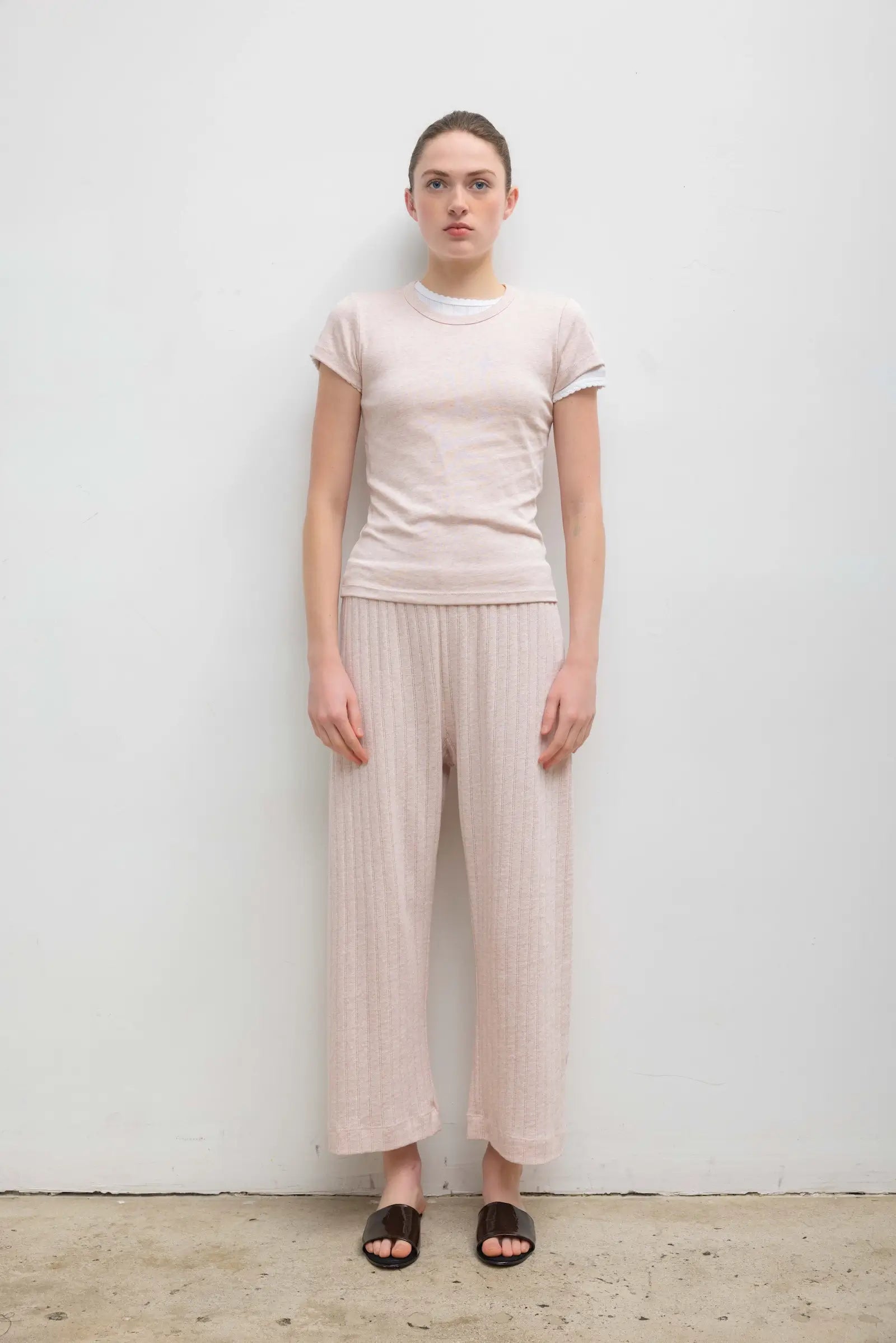 Pointelle Crop Wide Leg Pant