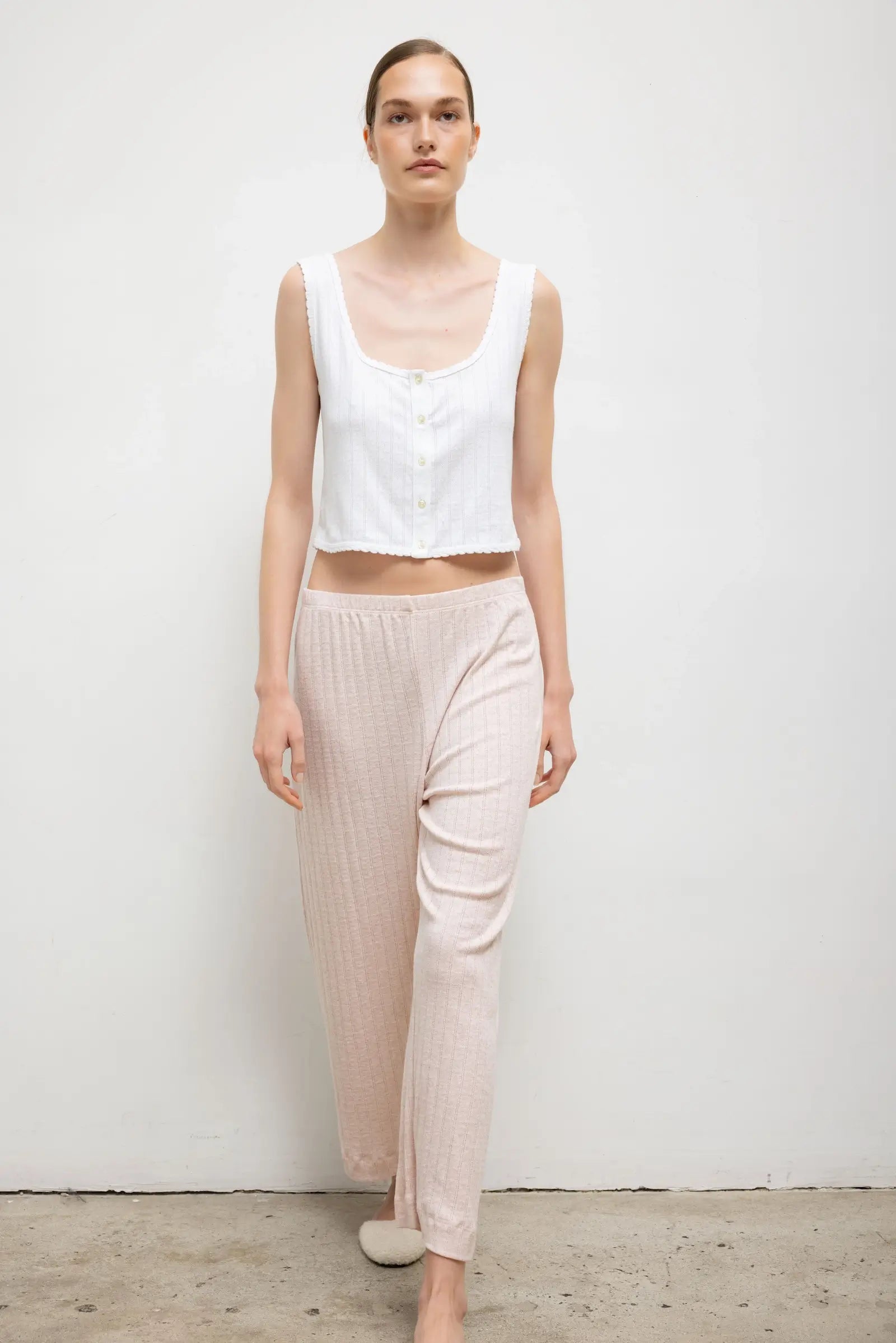 Pointelle Crop Wide Leg Pant