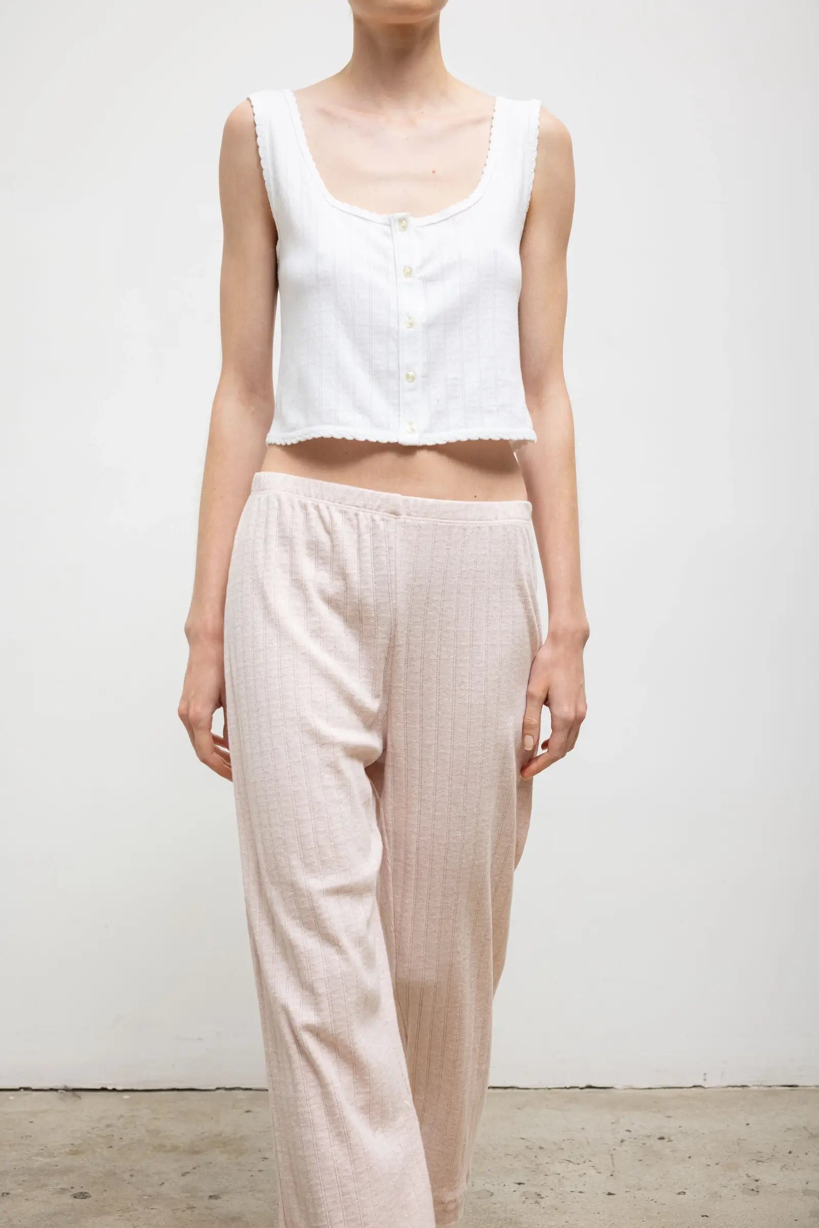 Pointelle Crop Wide Leg Pant