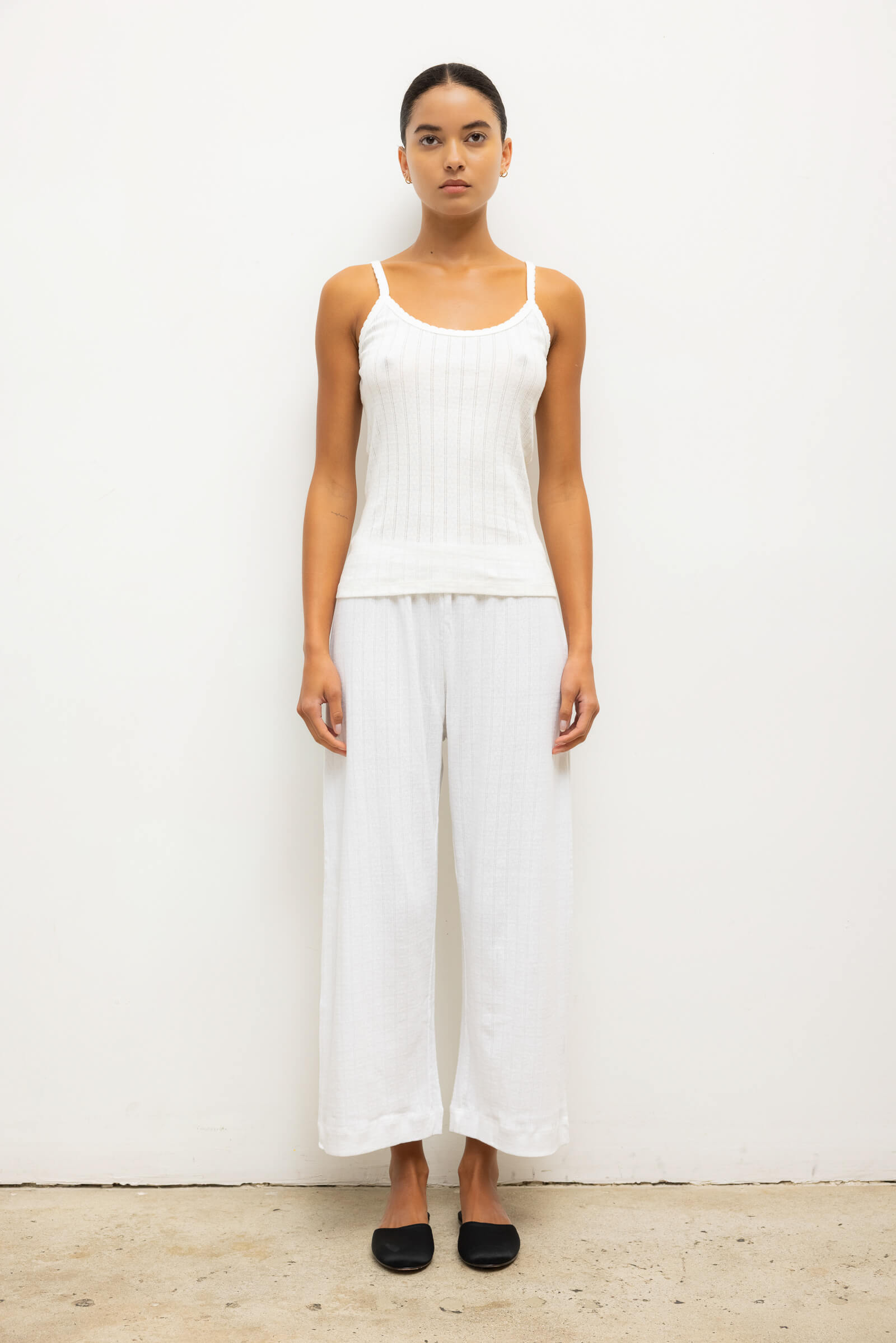 Pointelle Crop Wide Leg Pant