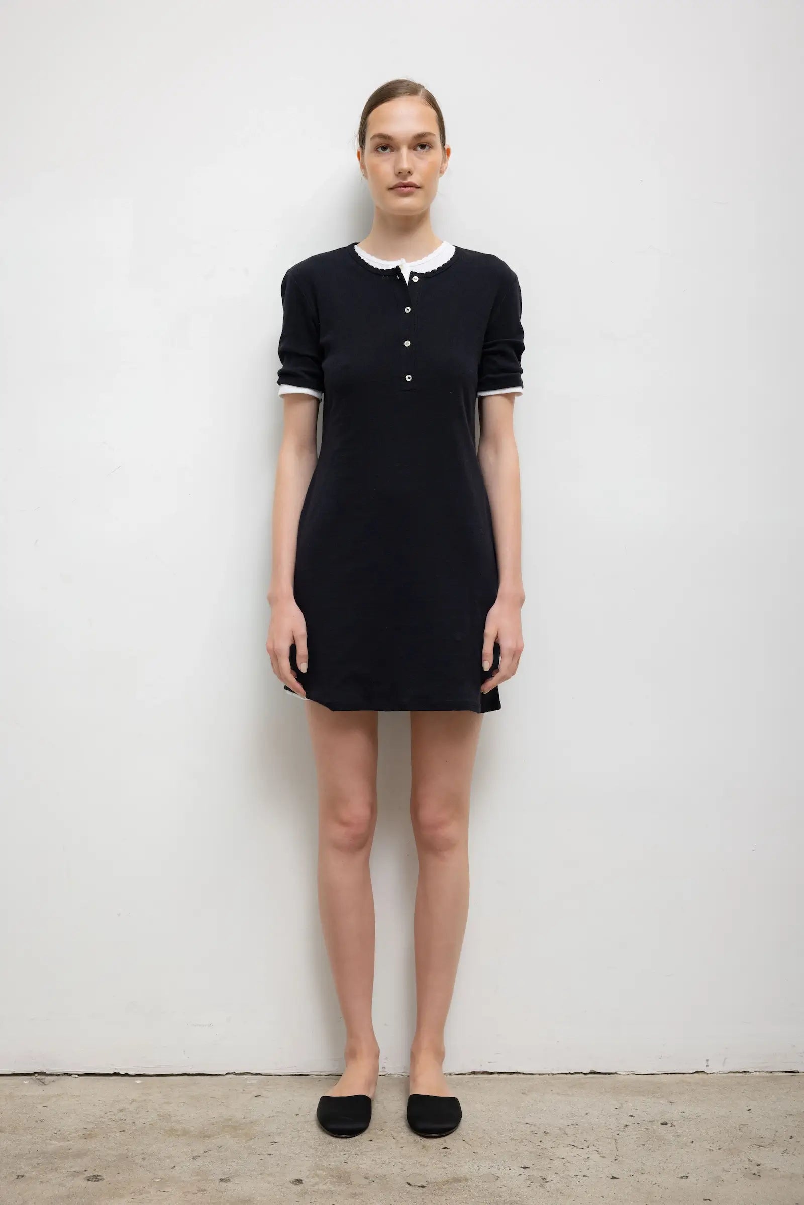 Pointelle Henley Mini Dress