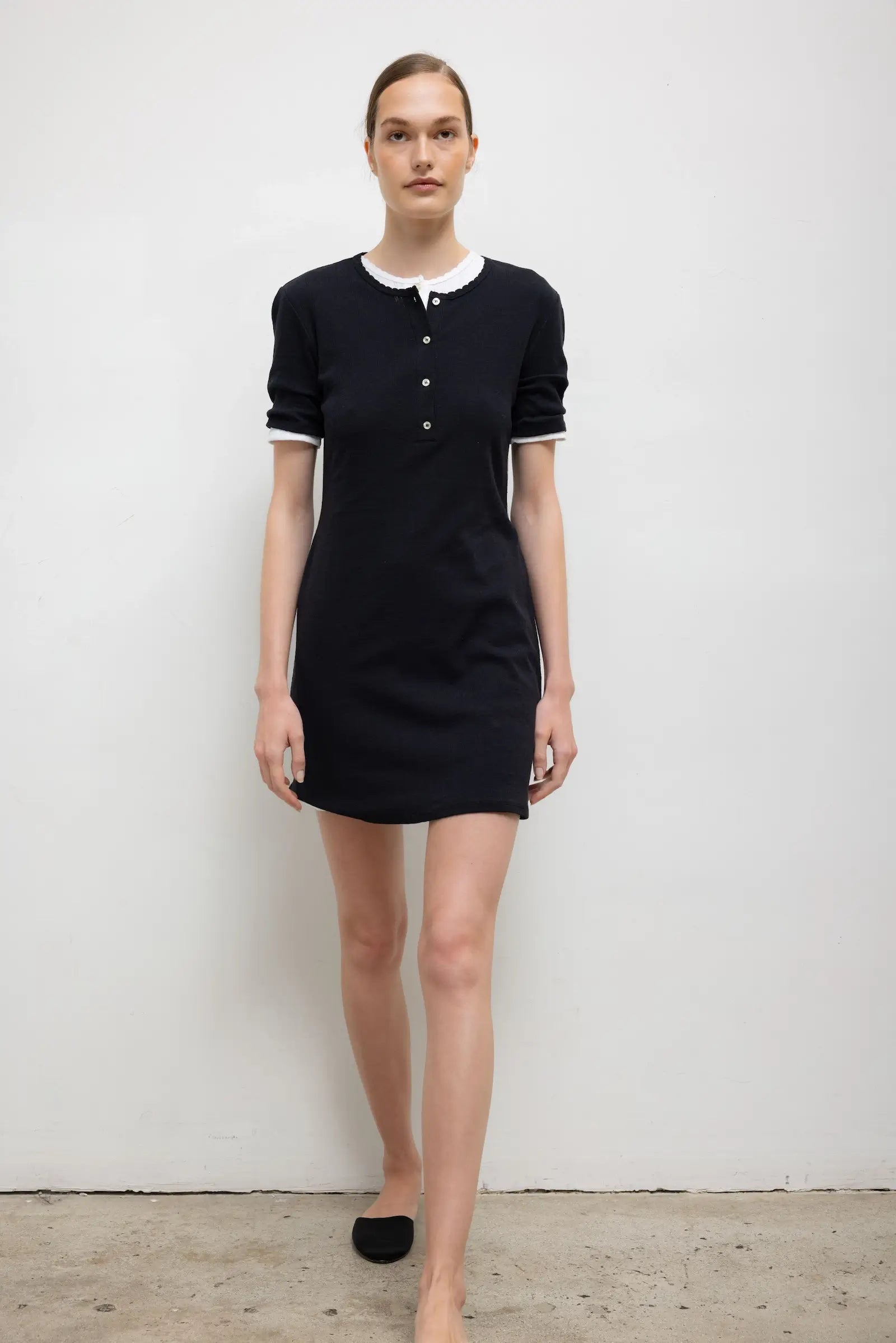Pointelle Henley Mini Dress