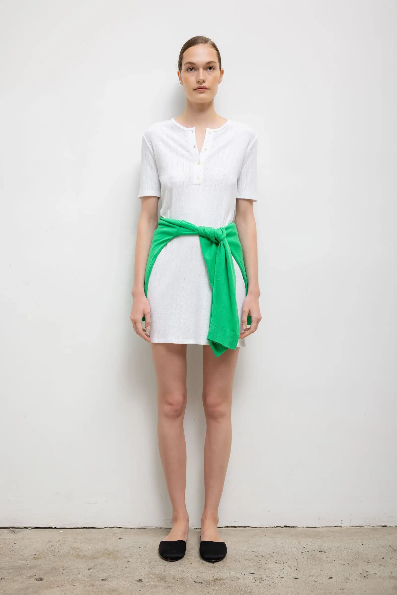 Pointelle Henley Mini Dress