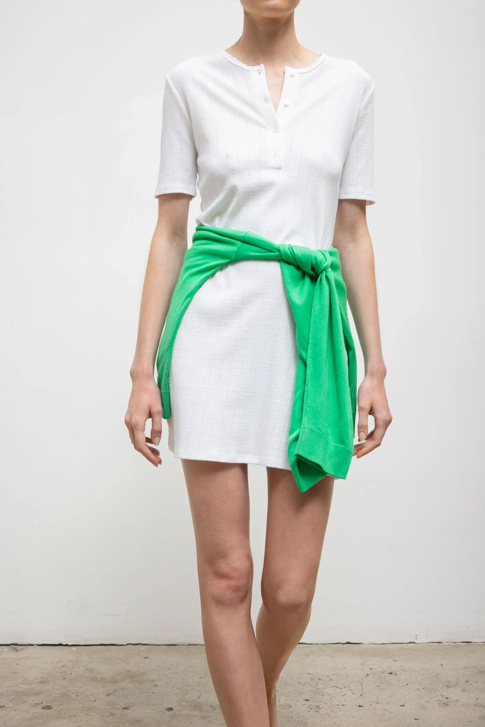 Pointelle Henley Mini Dress