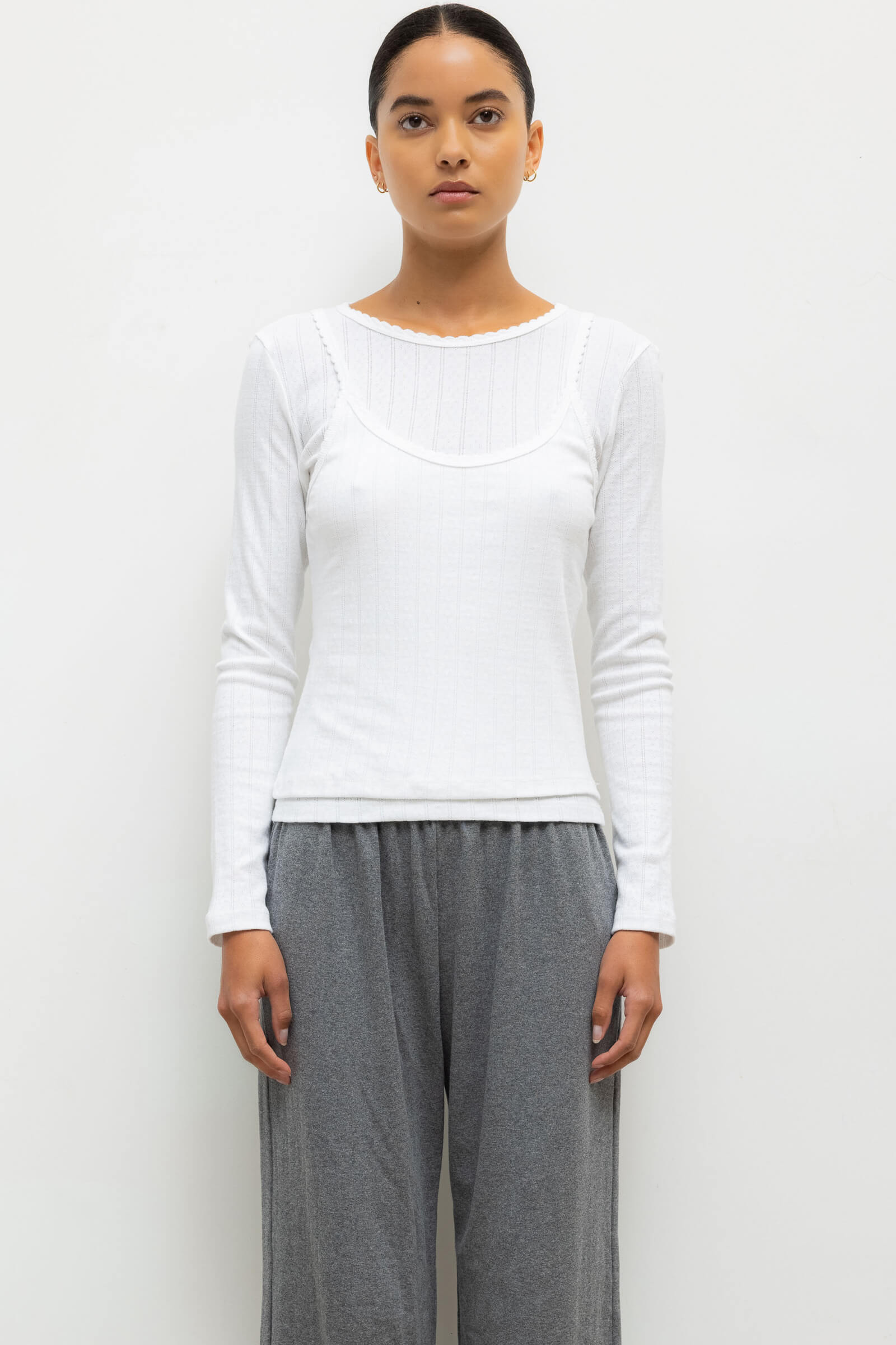 Pointelle Layered Long Sleeve