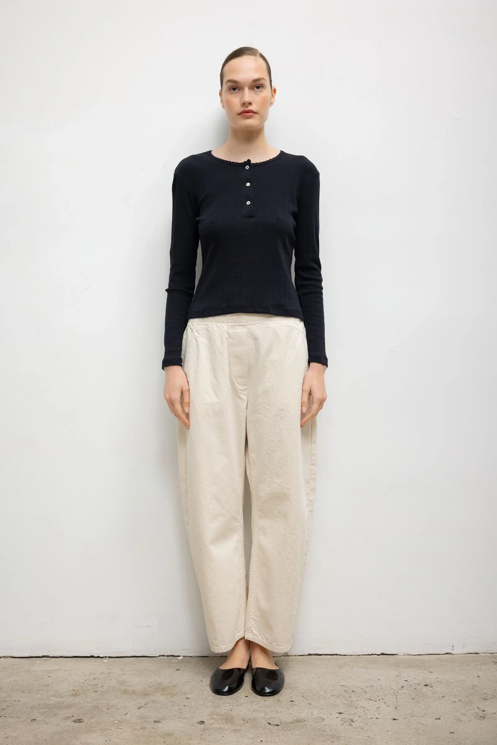 Pointelle Long Sleeve Henley