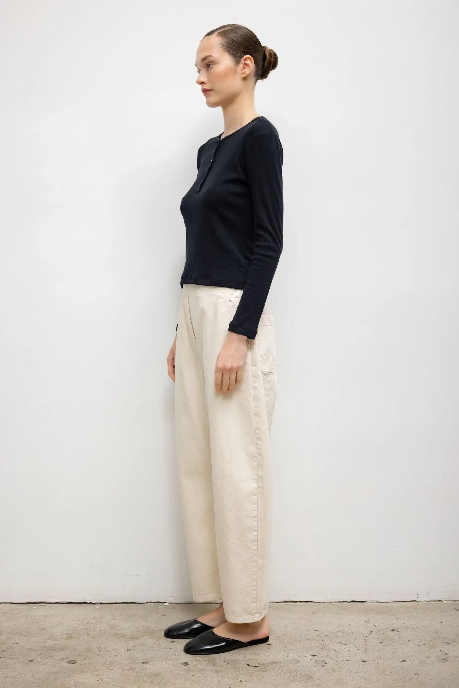 Pointelle Long Sleeve Henley